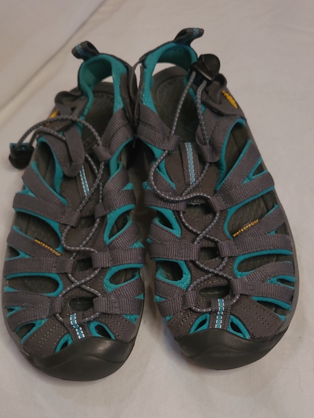 Keen Waterproof Sport Sandals - Gray & Teal Hiking Travel Size 6.5